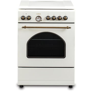 Samus Aragaz Rustic 4 arzatoare gaz ( 1 wok), cuptor electric, 6 functii, 56 l, aprindere electrica, grill, ventilator, timer, Crem