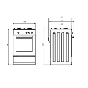 Studio Casa Viva Galaxy 4G 50/55 cm, 4 arzatoare gaz, Cuptor gaz, Maro