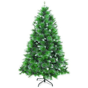 GLOBIZ Brad artificial – 180 cm – cu ramuri dese – PVC – înzăpezit