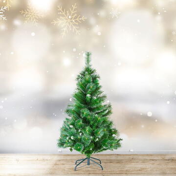 GLOBIZ Brad artificial – 120 cm – cu ramuri dese – PVC – înzăpezit