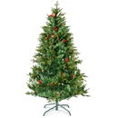 GLOBIZ Brad artificial – 180 cm – PE/PVC – cu bobițe roșii