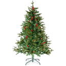 GLOBIZ Brad artificial – 150 cm – PE/PVC – cu bobițe roșii