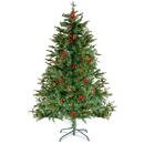 GLOBIZ Brad artificial – 120 cm – PE/PVC – cu bobițe roșii