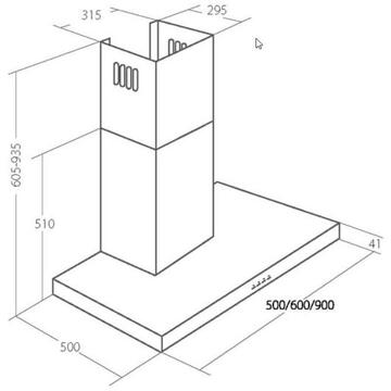 Hota Akpo WK-4 FENIKS SLIM GLASS 60, L 60 cm, 97 m3/h, Inox