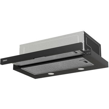 Hota Hota telescopică Vivax CHO‑60PT100T B, 59,5 cm, 100 W, 2 trepte, filtru aluminiu lavabil, iluminare LED, Negru