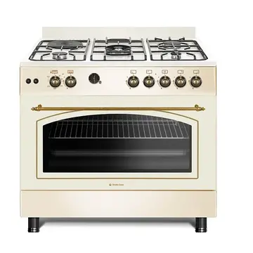 Aragaz rustic 4 arzatoare gaz+ 1 ochi electric,Cuptor gaz, 90 cm, Studio Casa Avena, FE90/60, rotisor, grill, gratare fonta