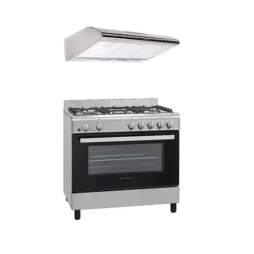Pachet Aragaz clasic 5 arzatoare gaz, Cuptor gaz, 90x60 cm, Studio Casa , Tivoli, grill electric , rotisor, aprindere electrica+Hota clasica, 90 cm, Studio Casa ST 2196, 2 motoare, Inox