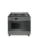 Studio Casa Aragaz gaz  90 cm Nando Graphite Grey, 5 zone de gatit, Gaz, Wok, Cuptor gaz,  Rotisor, Timer digital, Grill electric, Plita fonta,  Aprindere electrica, Clasa energetica A, Gri
