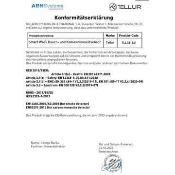 Tellur Senzor de fum si CO WiFi Smart, AA, alb