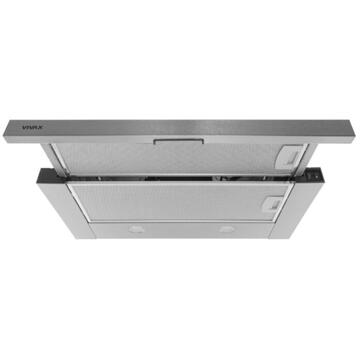 Hota Hota telescopică Vivax CHO‑60PT100T X, 59,5 cm, 100 W, 2 trepte, filtru aluminiu lavabil, iluminare LED, Inox