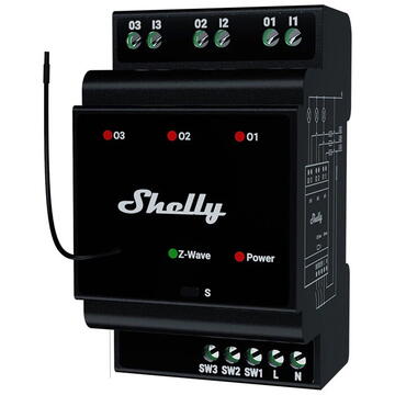 Releu inteligent Shelly Qubino Wave Pro 3 Z-Wave 3 channel DIN rail relay