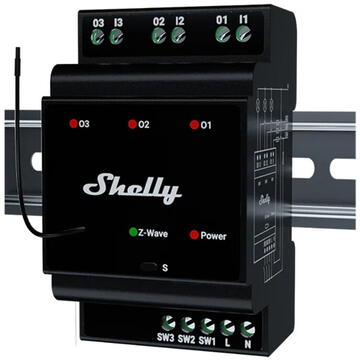 Releu inteligent Shelly Qubino Wave Pro 3 Z-Wave 3 channel DIN rail relay