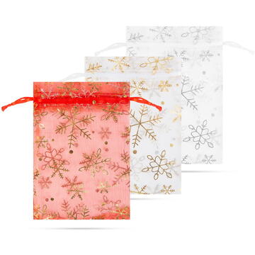 GLOBIZ Săculeți organza pentru cadouri – set 12 bucăți – 10 x 15 cm – 3 culori