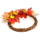 GLOBIZ Coroniță decorativă de toamnă cu frunze, bobițe și conuri – Ø35 cm