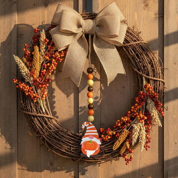 GLOBIZ Decorațiune de toamnă – spiriduș cu dovleac – din lemn – agățat – 31 x 5 cm