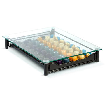 Bewello Suport metalic pentru capsule de cafea – 60 capsule Nespresso – 410 x 260 x 60 mm – negru mat