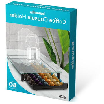 Bewello Suport metalic pentru capsule de cafea – 60 capsule Nespresso – 410 x 260 x 60 mm – negru mat