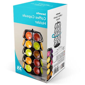 Bewello Suport metalic pentru capsule de cafea – 35 capsule Dolce Gusto – 165 x 165 x 320 mm – negru