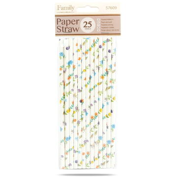 Family Paie din hârtie - model floral - 197 x 6 mm - 25 buc / pachet