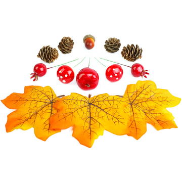 GLOBIZ Decorațiune de toamnă – set frunze, conuri de brad și dovleci – 4 modele