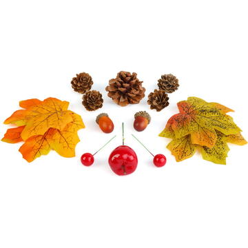 GLOBIZ Decorațiune de toamnă – set frunze, conuri de brad și dovleci – 4 modele
