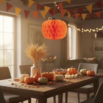 GLOBIZ Decorațiune de toamnă – lampion dovleac – din hârtie – 30 cm