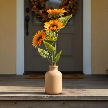 GLOBIZ Decorațiune de toamnă – floare de floarea-soarelui, citrin, 3 flori, 90 cm