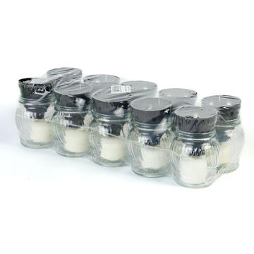 GLOBIZ Lumânare din sticlă albă cu capac din plastic negru – 14 cm