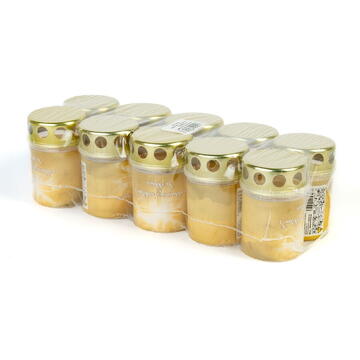 GLOBIZ Lumânare din plastic cu cruce și capac metalic auriu – „Emléked Szívünkben Örökké Él” – 8,5 cm