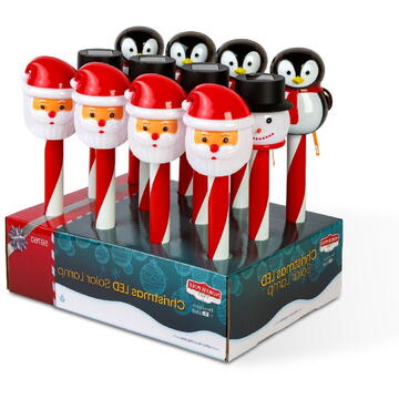 North Pole Lampă solară de Crăciun – LED alb rece – modele Moș Crăciun, om de zăpadă, pinguin – 36,5 x 6 x 6 cm