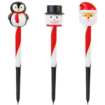 North Pole Lampă solară de Crăciun – LED alb rece – modele Moș Crăciun, om de zăpadă, pinguin – 36,5 x 6 x 6 cm