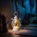 GLOBIZ Decorațiune de Crăciun – felinar cu LED – model om de zăpadă – alb – 16,5 x 7 cm