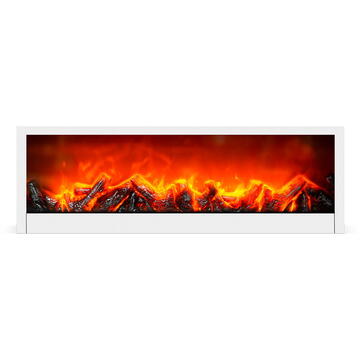 Bewello Șemineu decorativ LED cu efect de flacără – alb – pe baterii / USB – 60 x 10 x 20 cm