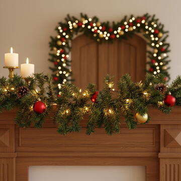 GLOBIZ Ghirlandă de brad artificial – verde închis – 270 x Ø24 cm – PVC