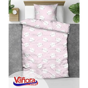 VANORA Set de pat single bumbac, 92 gsm, Cat