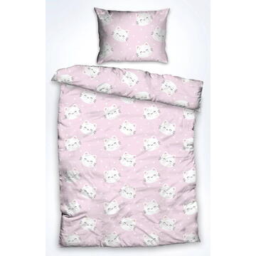 VANORA Set de pat single bumbac, 92 gsm, Cat