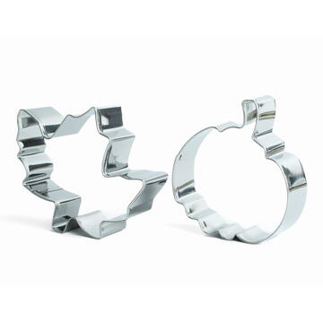 GLOBIZ Set 2 forme metalice pentru prăjituri – frunză și dovleac – 8 cm