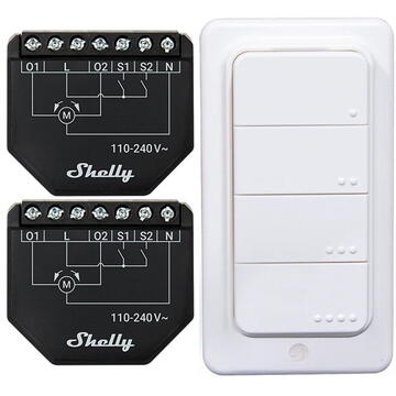 Set of 2 Blind/curtain WiFi controllers Shelly Shutter + BLU RC Button 1