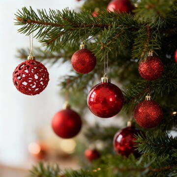 GLOBIZ Set de ornamente pentru brad – 100 de globuri + vârf stea – roșu