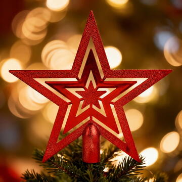 GLOBIZ Set de ornamente pentru brad – 100 de globuri + vârf stea – roșu