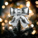 GLOBIZ Decorațiune fundă – argintie sclipitoare – 21 x 19 cm – poliester