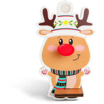 GLOBIZ Suport decorativ de masă pentru ochelari – 14 x 10 cm – model Moș, ren, spiriduș sau om de zăpadă – din lemn MDF