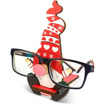 GLOBIZ Suport decorativ de masă pentru ochelari – 14 x 10 cm – model Moș, ren, spiriduș sau om de zăpadă – din lemn MDF