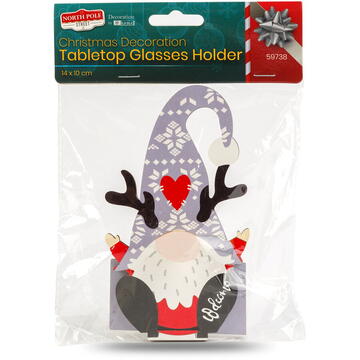 GLOBIZ Suport decorativ de masă pentru ochelari – 14 x 10 cm – model Moș, ren, spiriduș sau om de zăpadă – din lemn MDF