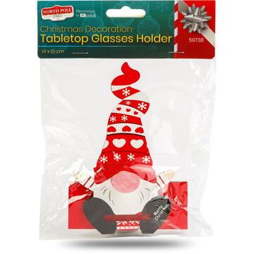 GLOBIZ Suport decorativ de masă pentru ochelari – 14 x 10 cm – model Moș, ren, spiriduș sau om de zăpadă – din lemn MDF