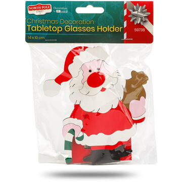 GLOBIZ Suport decorativ de masă pentru ochelari – 14 x 10 cm – model Moș, ren, spiriduș sau om de zăpadă – din lemn MDF