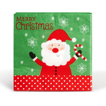 GLOBIZ Șervețele de hârtie – model Moș – 33 x 33 cm – 16 bucăți/set – roșu și verde