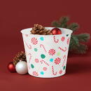 GLOBIZ Ghiveci decorativ metalic – model bastonaș de zahăr – Ø13 x 11 cm