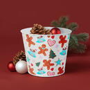 Ghiveci decorativ metalic – model turtă dulce și brad – Ø13 x 11 cm