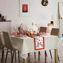 At home Traversă decorativă de masă – model spiriduș – 183 x 33 cm – roșu/negru – poliester